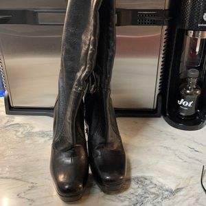 Miu Miu black platform leather boots size 40